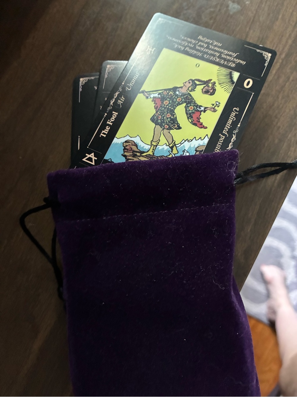 Velvet Tarot Pouch – Purple Drawstring Card Bag with brand new tarot cards